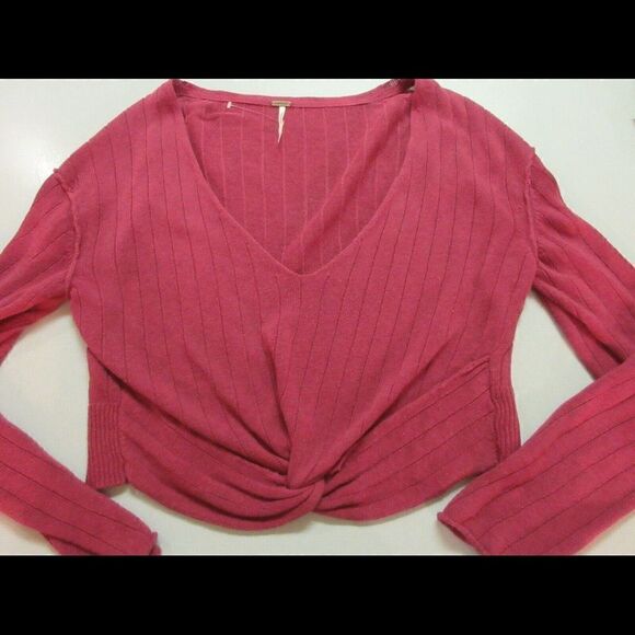 Free Prople crop sweater magenta large - Picture 1 of 5